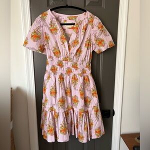 Anthropologie Pink Floral Mini Dress